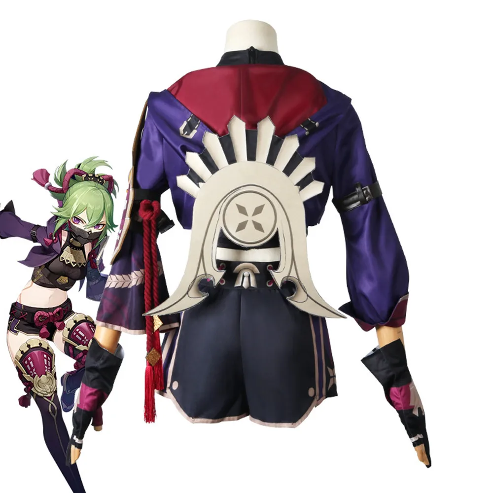 Anime Genshin Impact Kuki Shinobu Cosplay Trajes para Mulheres, Roupas de Halloween