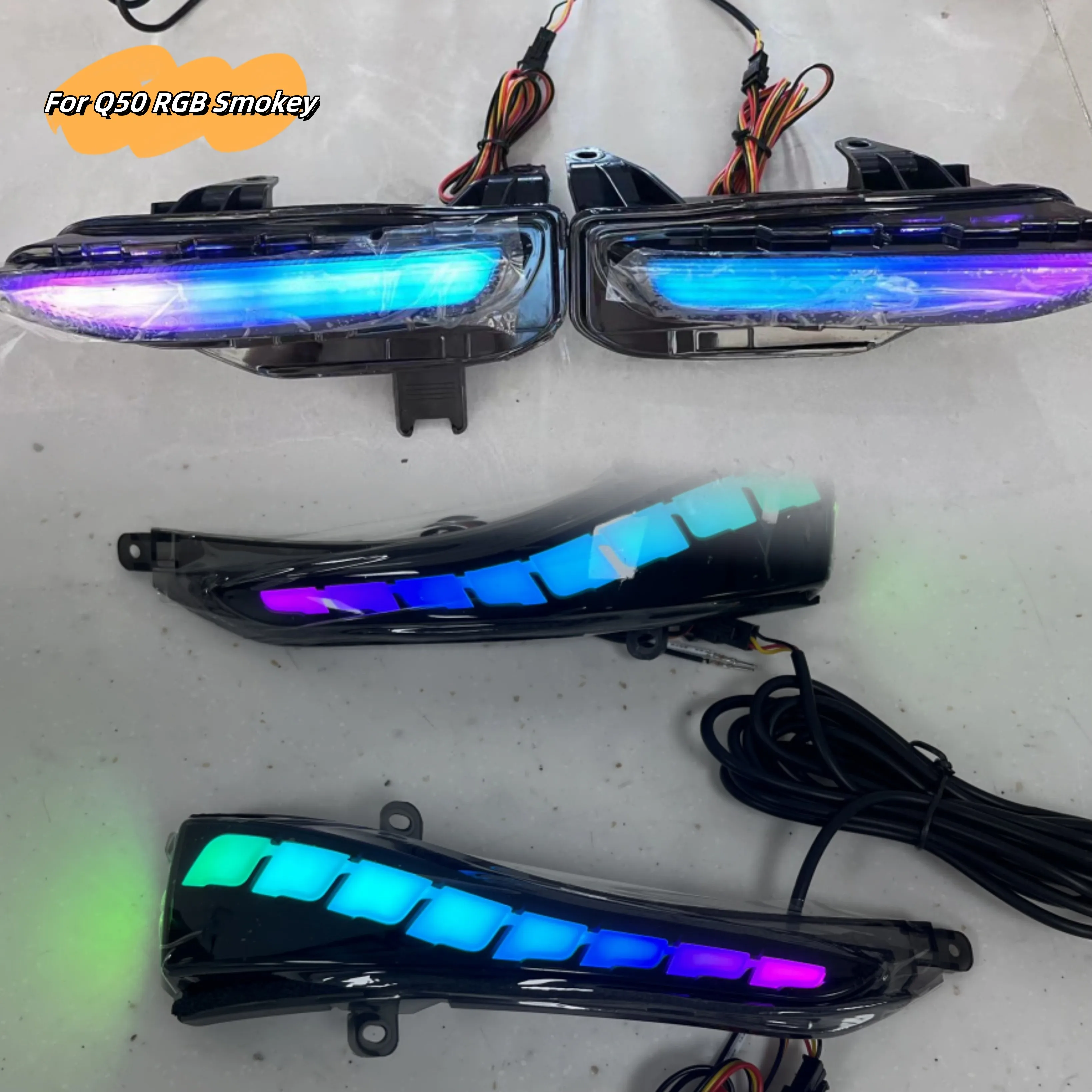 

Подходит для комплекта режимов Q50 RGB, дневные ходовые огни 2014-2021, с фарами бокового зеркала и последовательностью переднего бампера