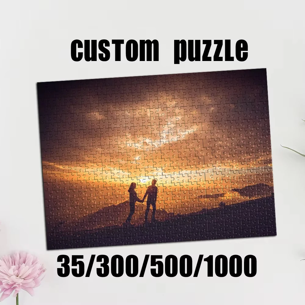 

Personalized Custom Photo Puzzle Customize Mountain Top Sunset Couple Silhouette Theme Puzzle Multiple Sizes Available