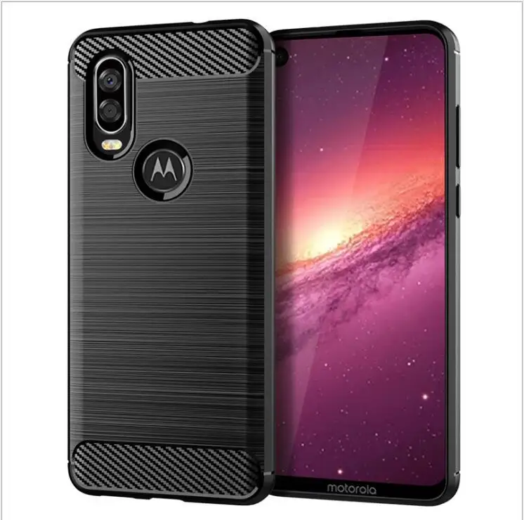 Luxury Brushed Carbon Fiber Phone Case For Motorola One Vision XT1970-1 MOTO XT 1970 P50 Magnetic Ring Holder Cover Case