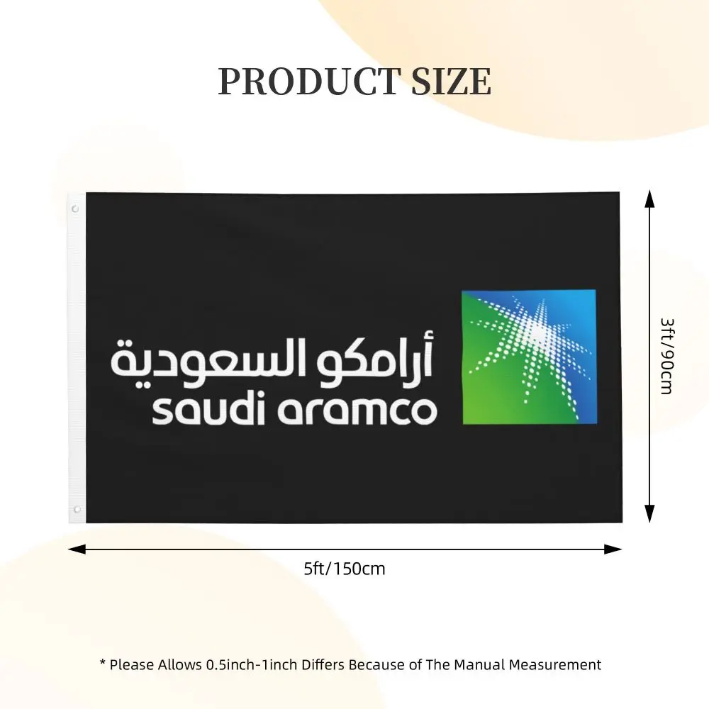 NEW Saudi Aramco Double Sided Banner Breeze Flag Garden Flag Decorative Flag Party Banner 3x5FT (90x150cm)