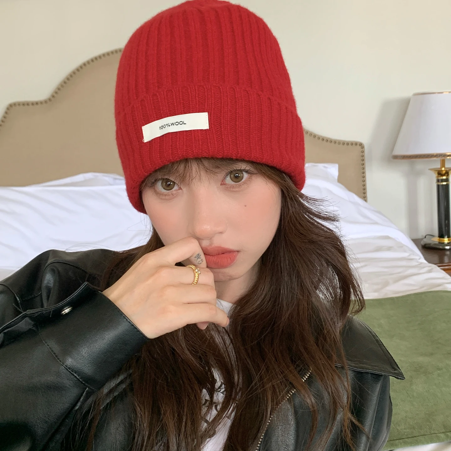 

100% Merino Wool Beanie Hat For Women Casual Outdoor Solid Ribbed Knitted Hat Soft Warm Skull Cap Winter Female Must-Have Hats