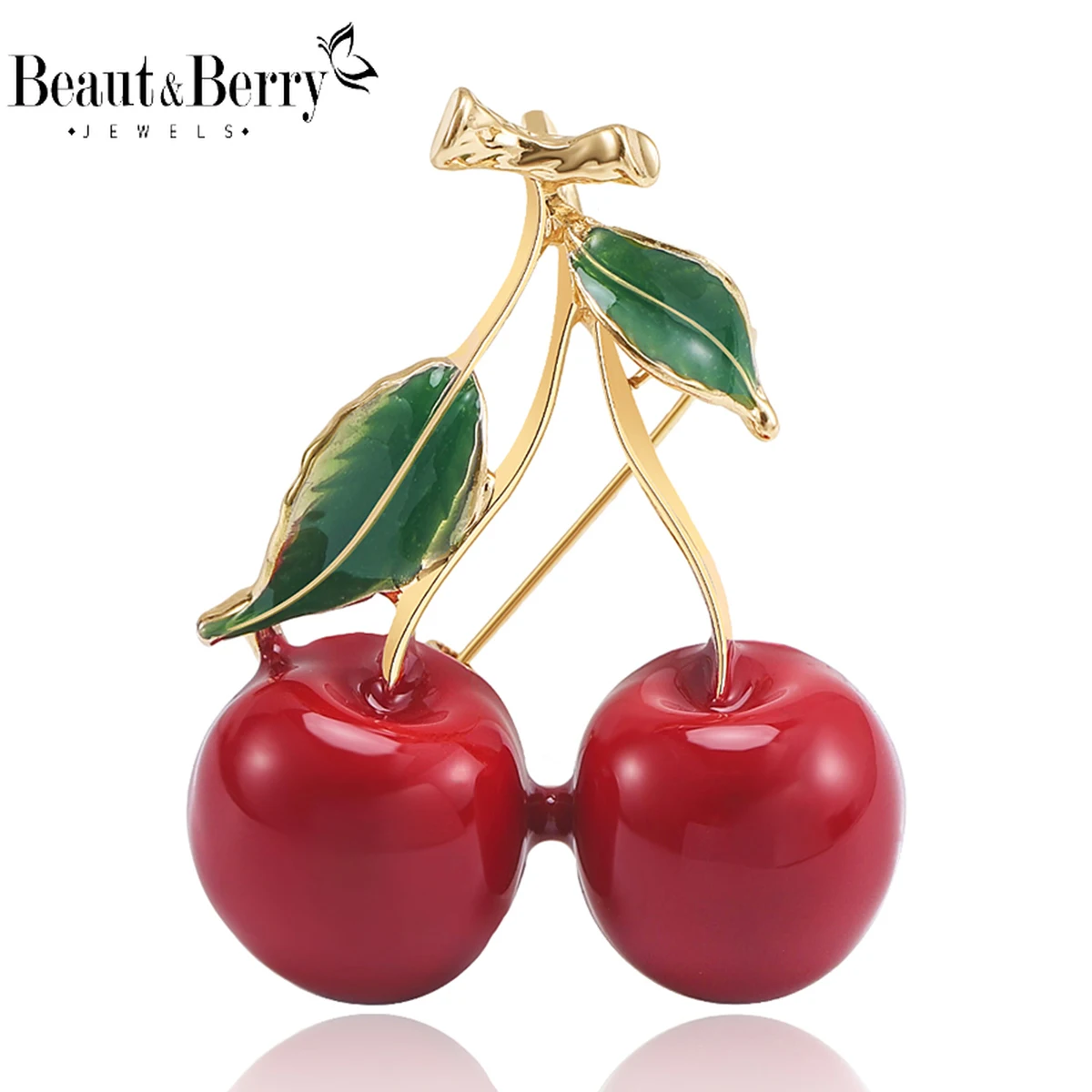 Beaut&Berry Classic Enamel Cherry Brooches for Women Fruit Pins Friends Party Gifts Jewellery Accessories