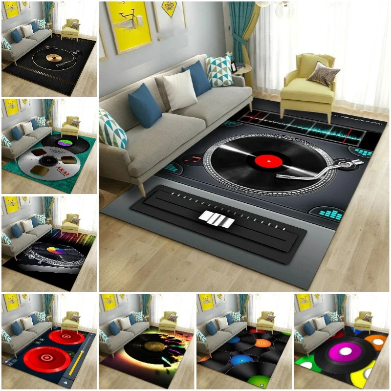 

3D Vintage Classical Music Vinyl Record Area Rug Carpet Living Room Decor Bedroom Sofa Carpets Bedside Non-slip Mat Doormat