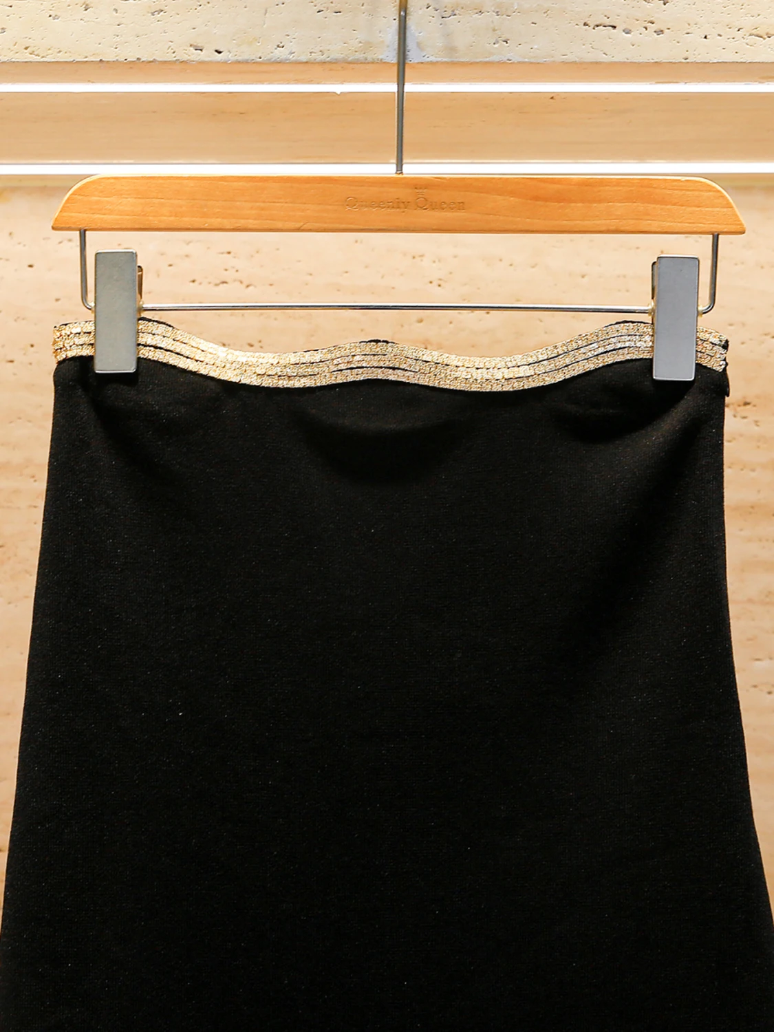 Falda Midi de Verano con Pedrería, Estilo Hepburn, Tejida, de Cintura Alta, Línea A, para Mujer