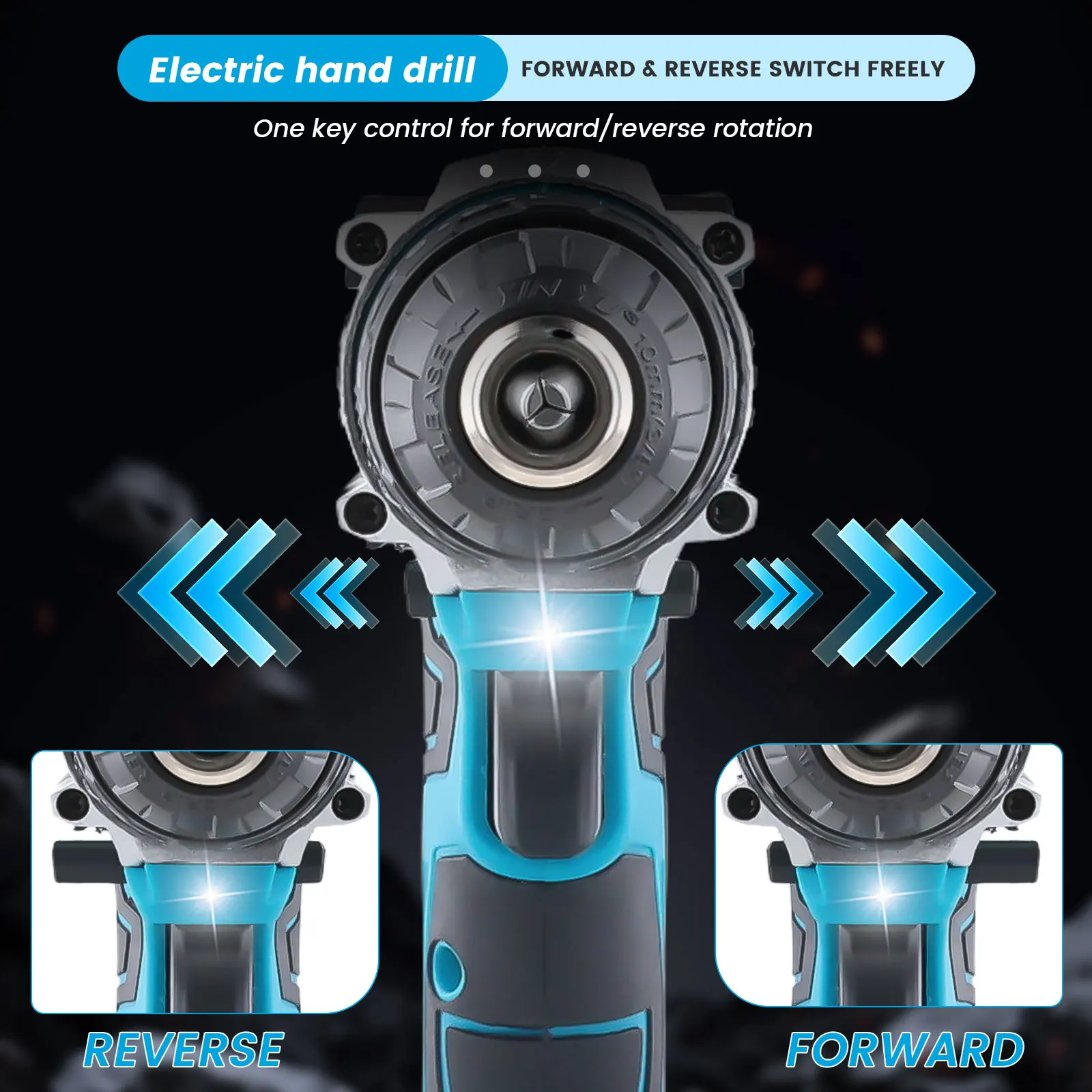 Podofo 21V Kabelloser Bohrschrauber Elektroschrauber-Set 25+3 Geschwindigkeitsstufen Schlagbohrer 3 Funktionen Bohrhammer Mit Akku – Detail 6