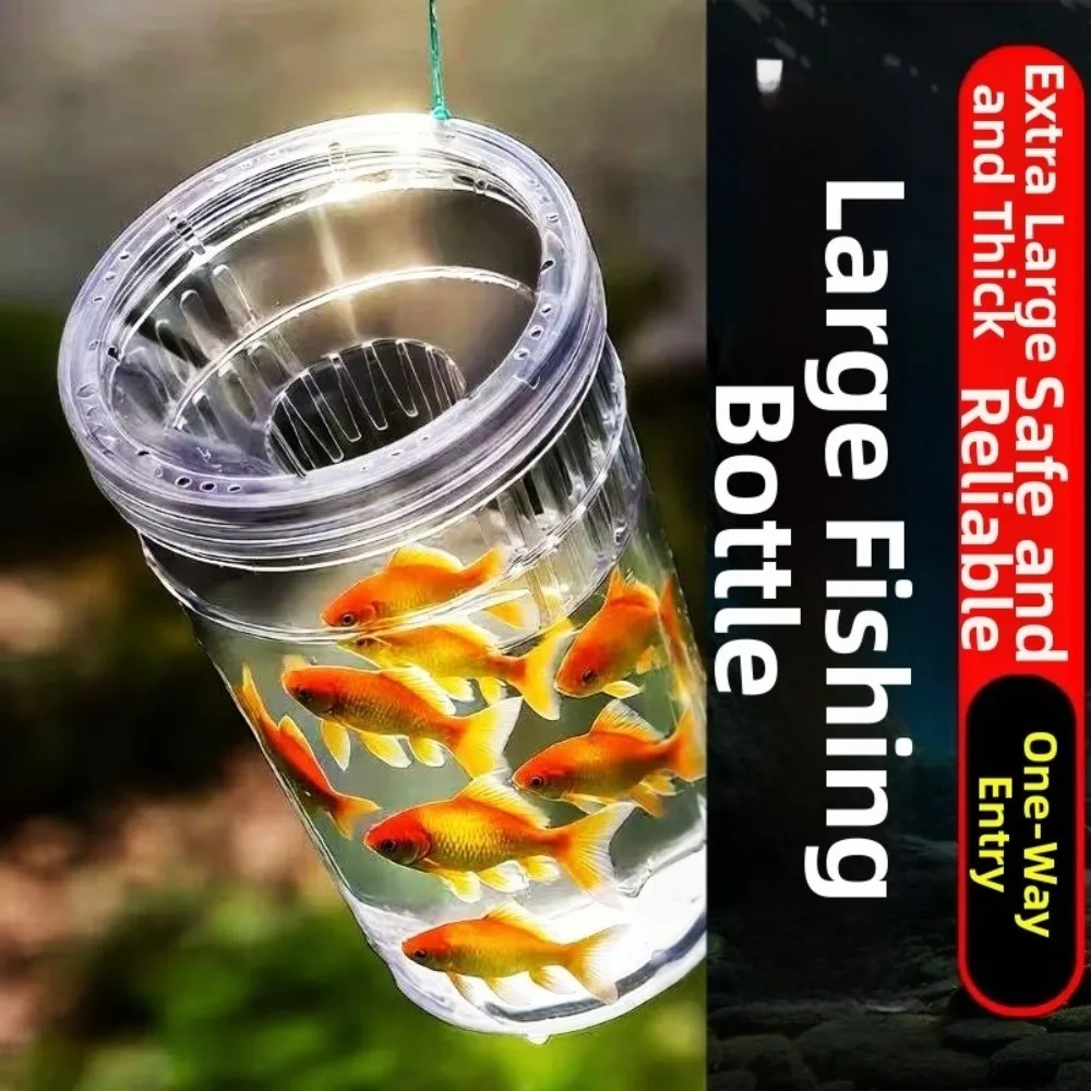 Ribbed Design Fishing Pail Transparent Material Tall Structure Catch Pail Funnel Shape Plastic Material Transparent Pail