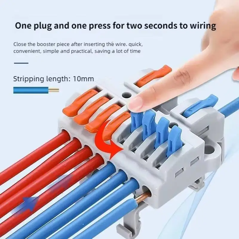 Electrical Cable Terminals Blocks Wire Connector Universal Quick Conductor Splitter Push-in LED Tool Mountable Rail Junction Box