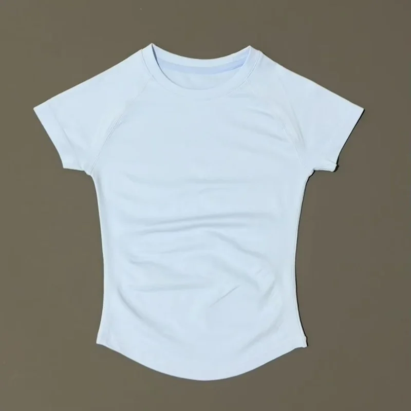 Sport-Kurzarmshirt für Damen, Laufshirt, Sommer-Kurzarmshirt mit Rundhalsausschnitt, atmungsaktiv, dehnbar, für Fitness, Yoga und Gym. – Detail 8