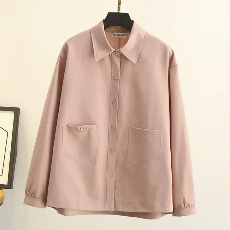 

Womens Plus Size Jacket Autumn Casual Clothing Fashion Simple Solid Color Long Sleeve Shirt Outwear Curve Coats F21 6822