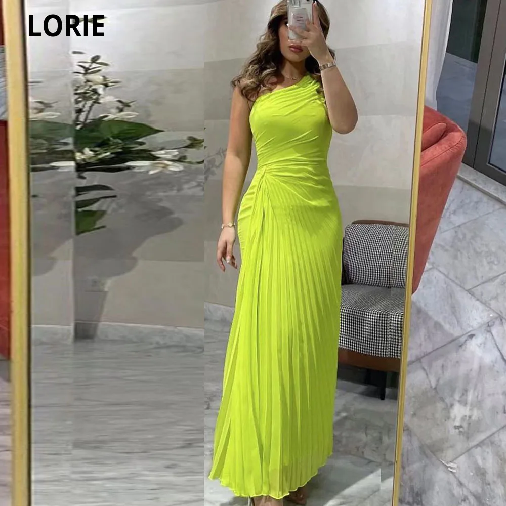 

LORIE Women Beach Evening Dresses 2024 One Shoulder Long Chiffon Pleat Saudi Arabic Formal Prom Dress Gown Vestidos De Gala