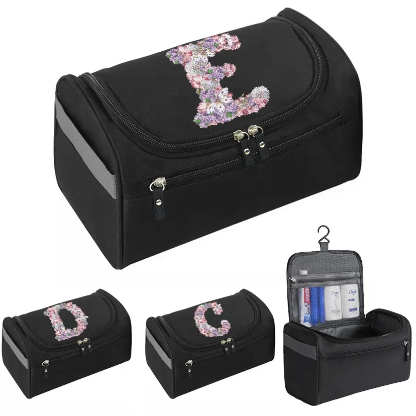 Women MakeUp Bag Travel Toiletry Bag Hanging Make Up Case Zipper Cosmetic Bag Fashion Rose Flower Print Man Wash Pouch Organizer