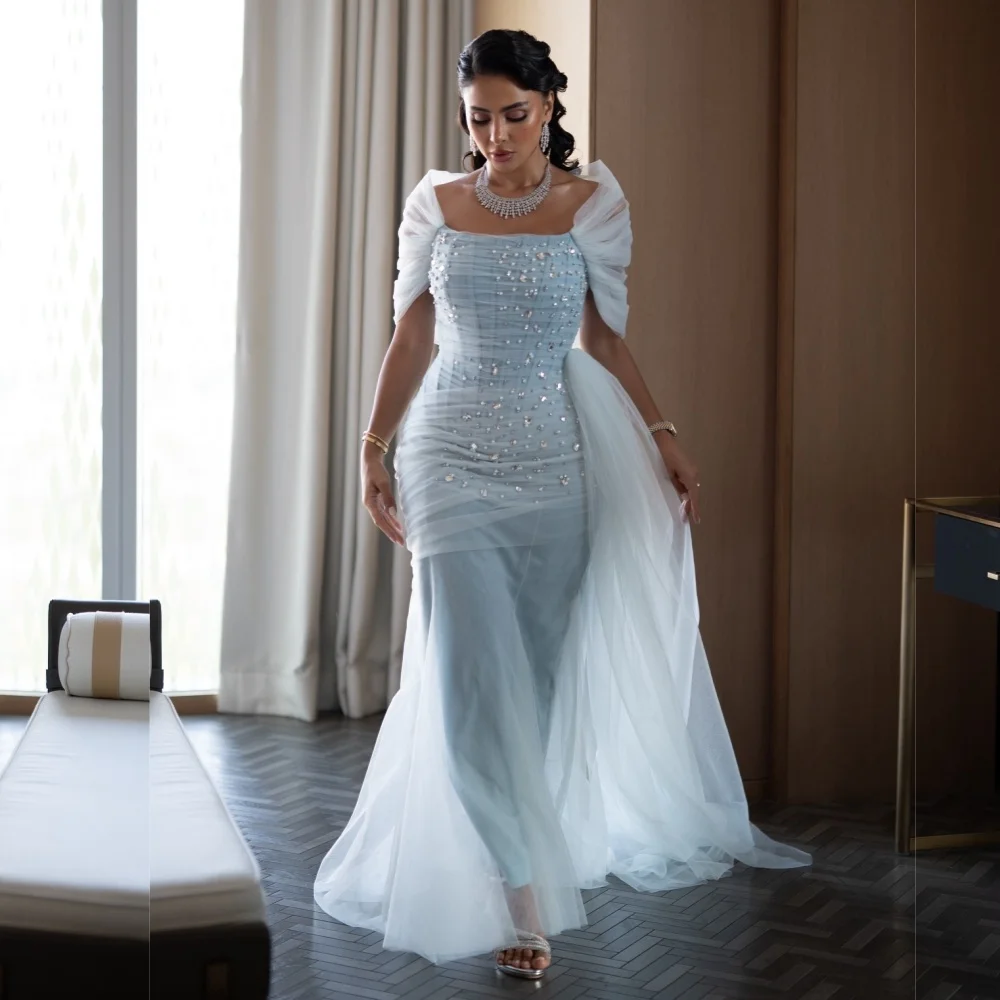 

Customized Net Pleat Rhinestone Temperament Off-the-shoulder Midi Dresses Bespoke Occasion Women's Evening Elegant Party Wedding