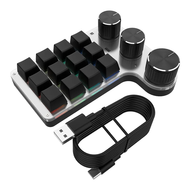 GOB-oProgrammable DIY Механическая клавиатура RGB 12 клавиш 3 ручки Пользовательская макроклавиатура Bluetooth Клавиатура с горячей заменой