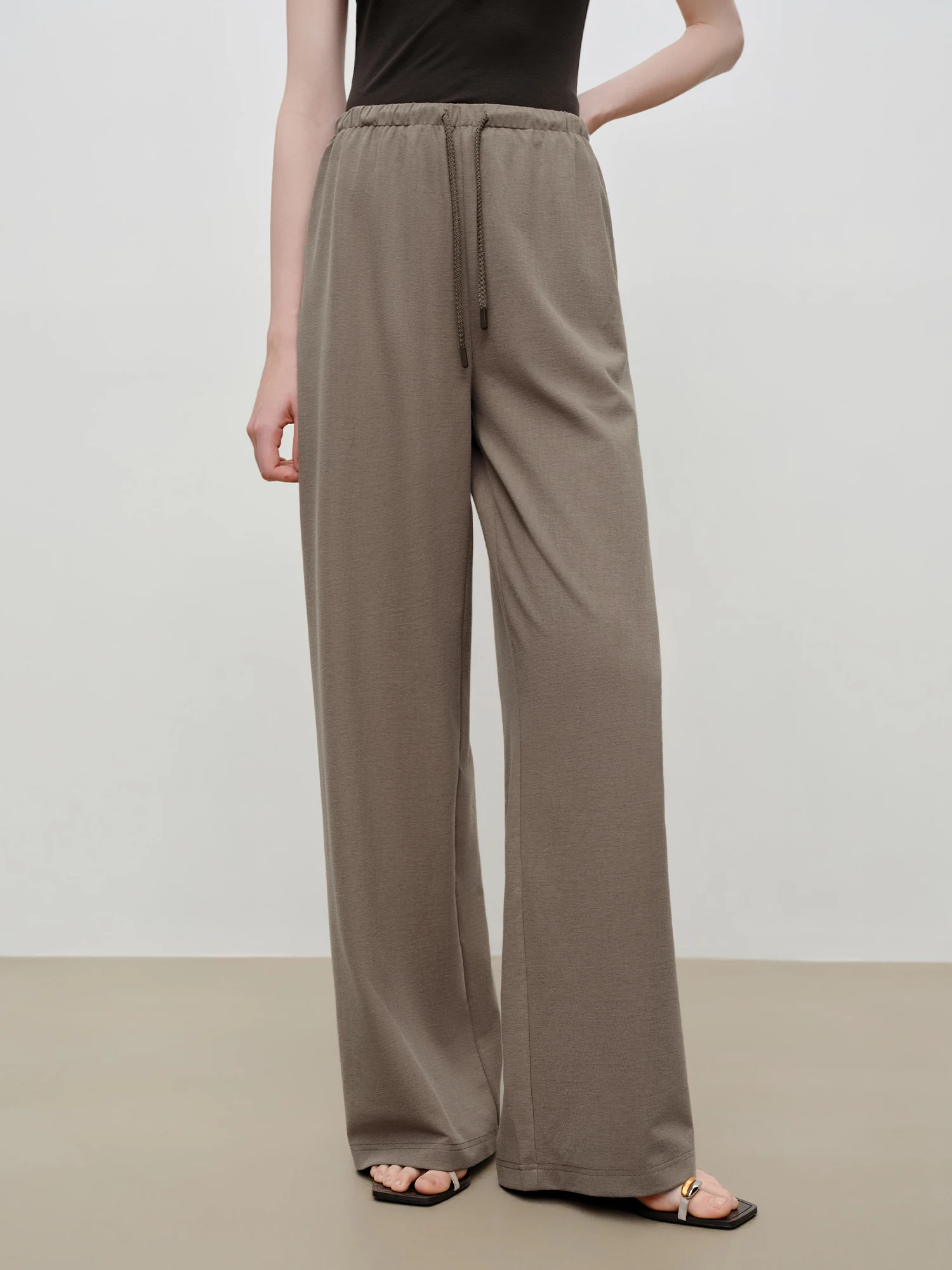 ZIQIAO Women's Relaxed-fit Straight-leg Casual Pants with Elastic Waistband Draped New Summer 2026 Arrival Simple All-match