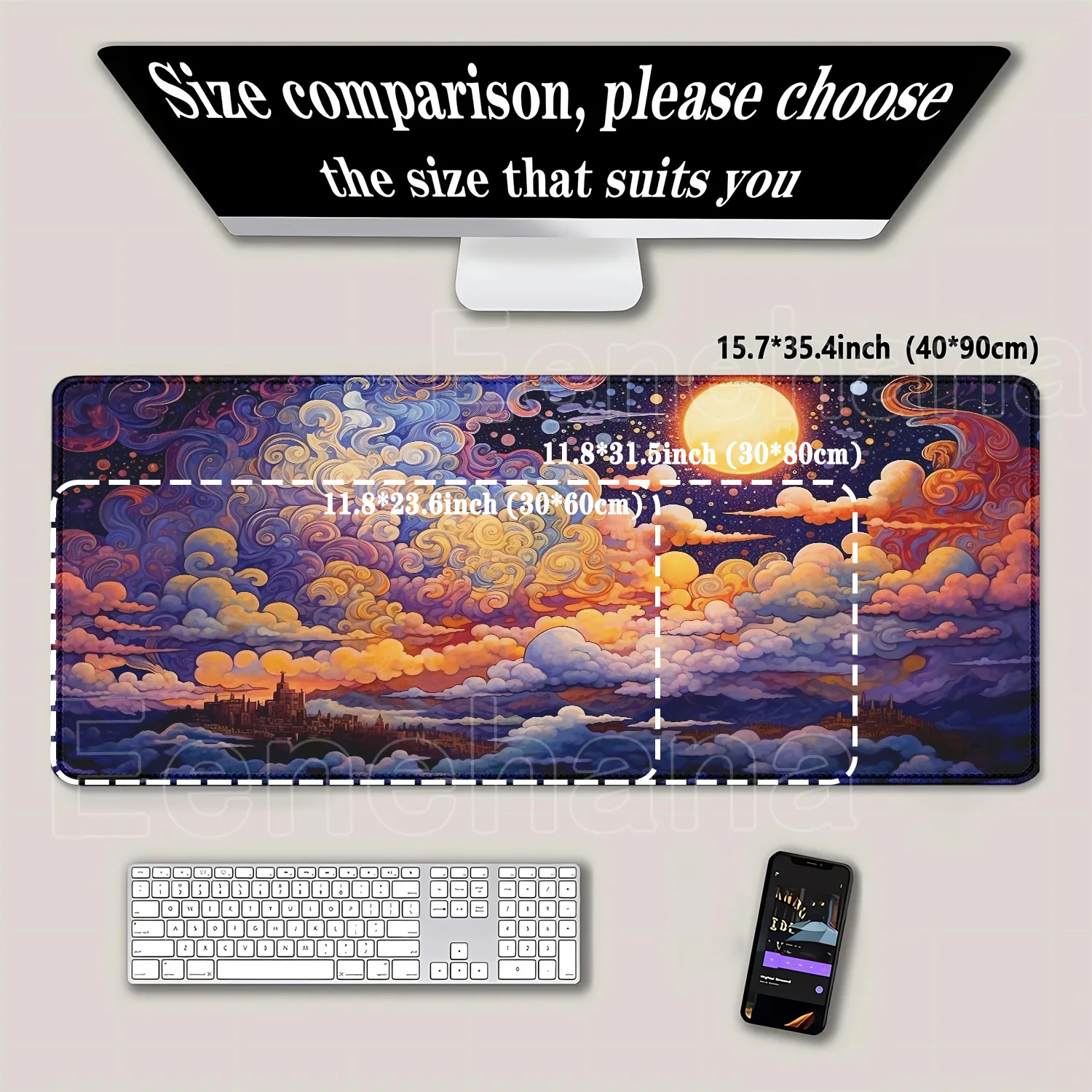 대형 마우스 패드 보름달과 밤 구름 오버록 논슬립 게임 - Pc Gaming Cloud Free 리뷰 및 가격