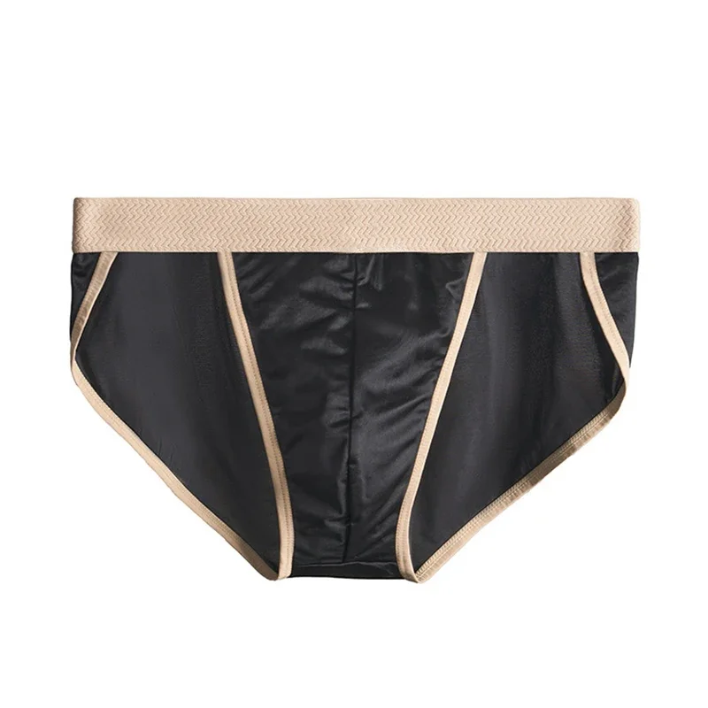 6pcs Men's Ice Silk Underwear High Luxury Satin Oil Gloss Cloth Large Size Briefs Loose Breathable Quick Drying Men Panties Gay