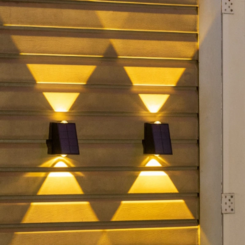 3Pcs Outdoor Solar Wall Light Garden Villa Courtyard Porch Landscape Decorative Lamp Up Down Luminous Wall Washer Lights