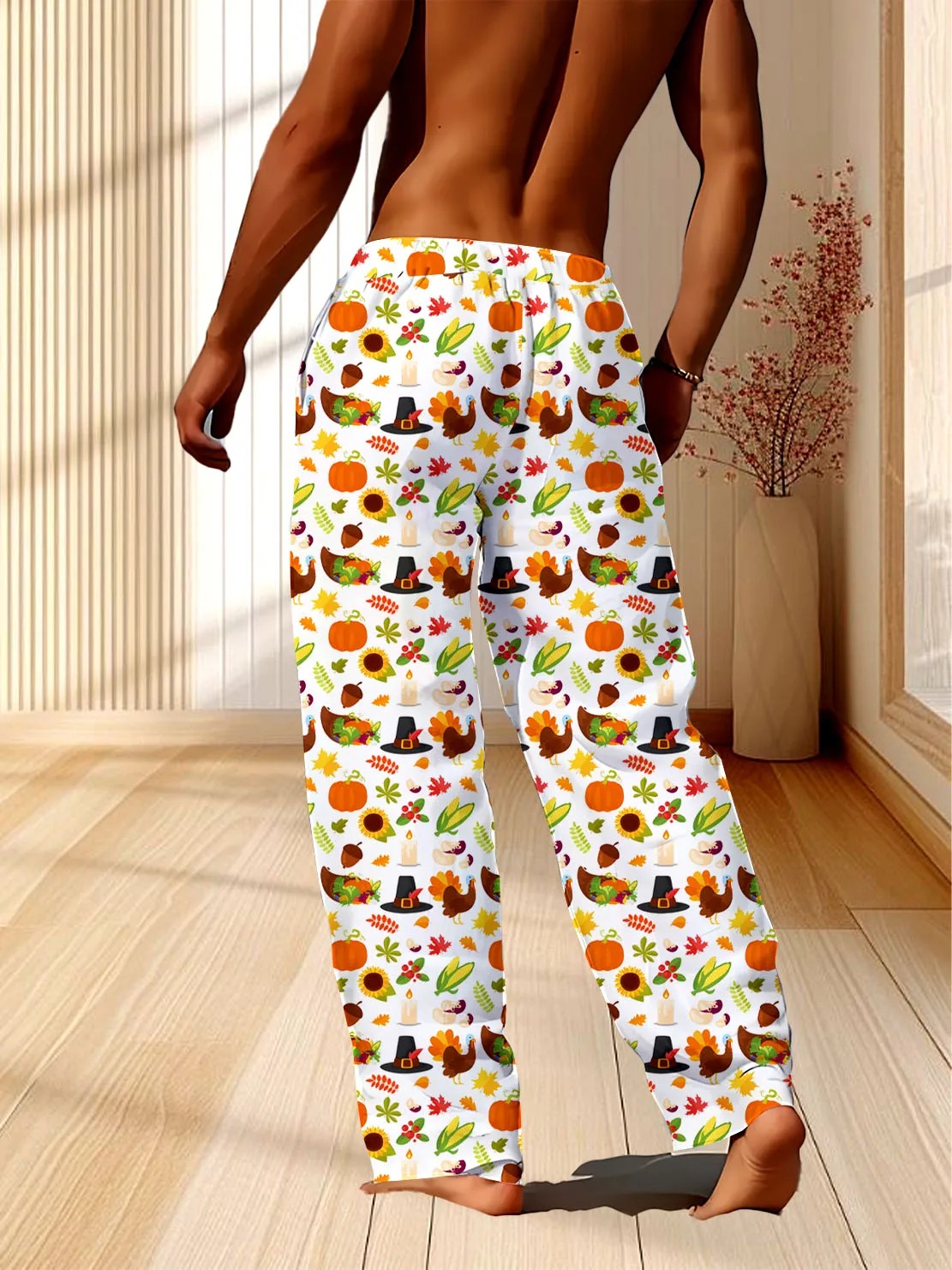 

3D цифровая печать, креативный праздничный узор, домашние тонкие свободные брюки, весенне-осенние мужские повседневные брюки, быстросохнущие, неувядающие