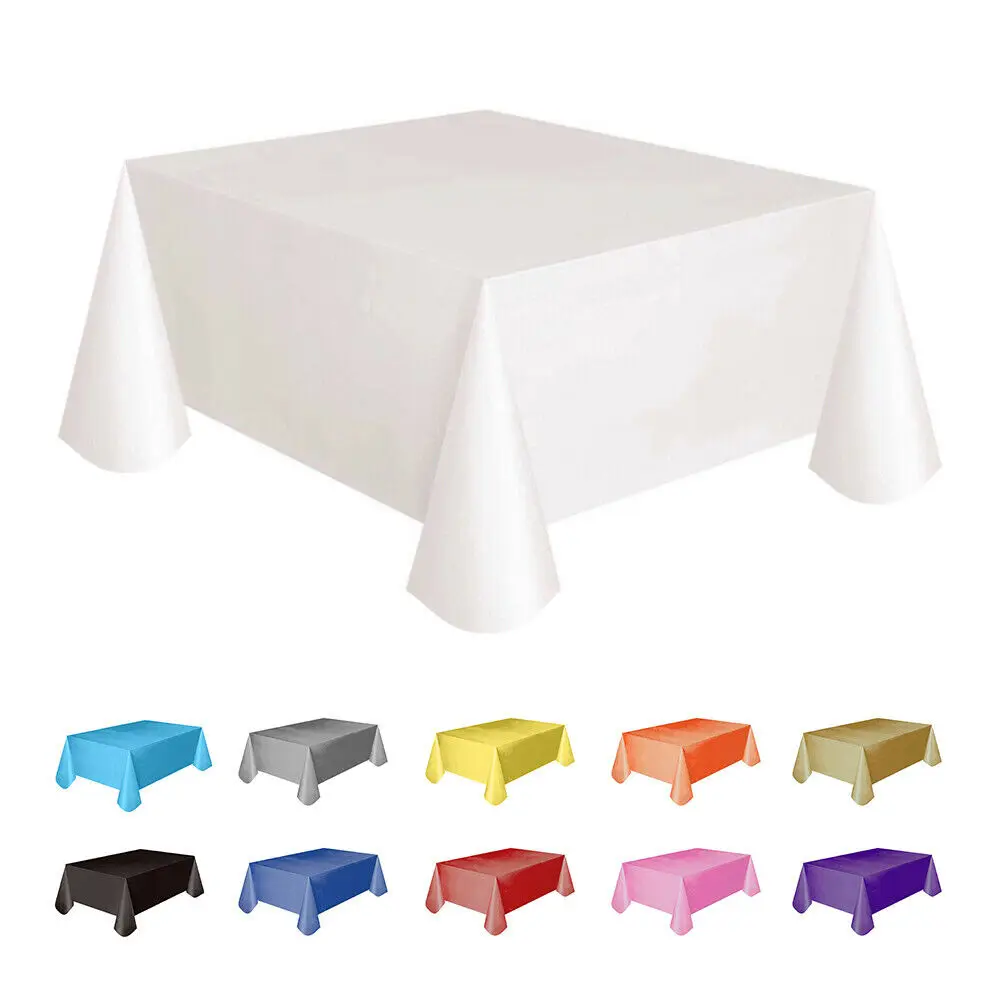 137x183cm Waterproof Plastic Tablecloth Solid Color Table Cloth Table Cover for Party Wedding Catering Events 11 Colours