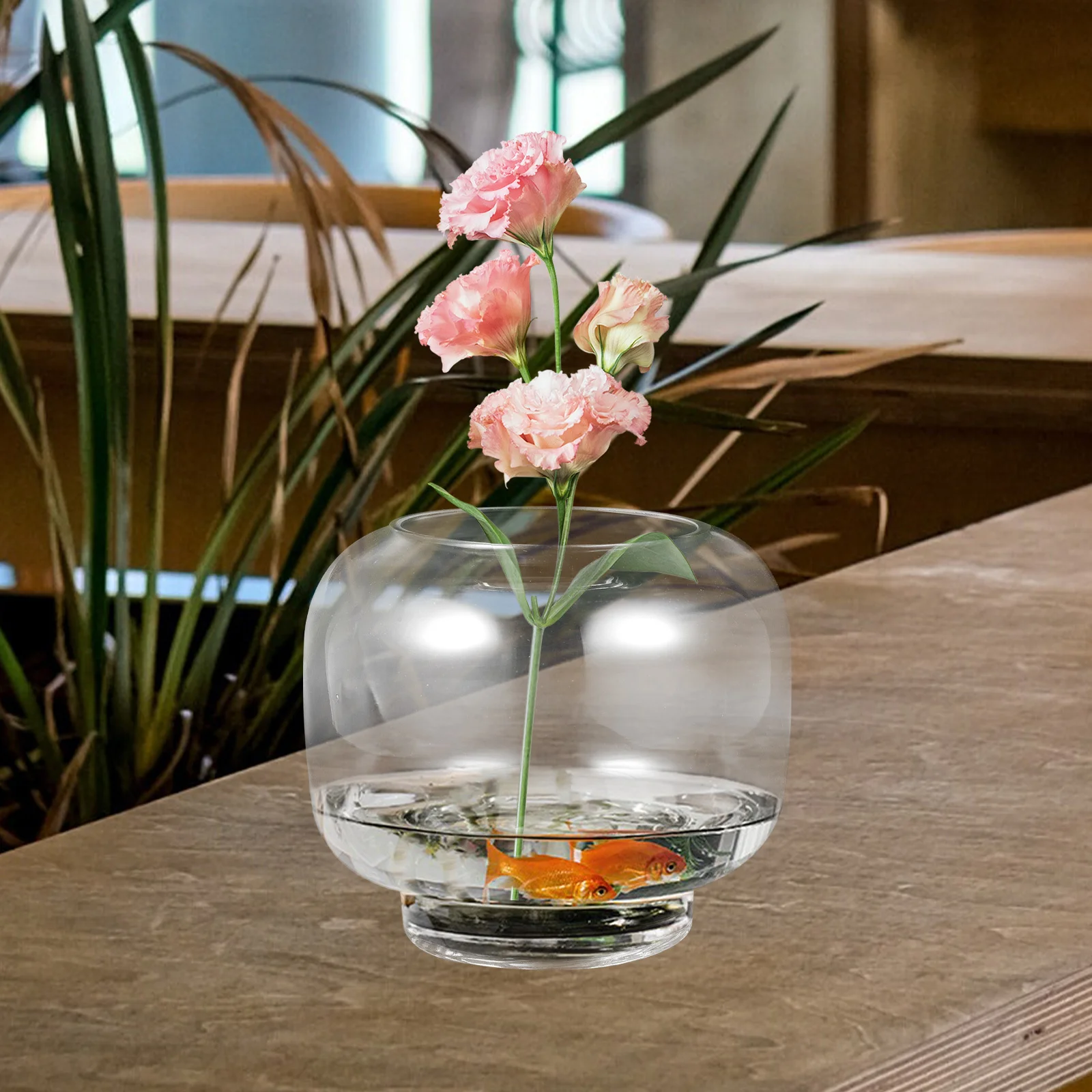 

Clear Glass Flower Vase Compact Size Flat Bottom Hydroponic Vase for Flower Arrangement Home Decor Hydroponic Plant Bottle