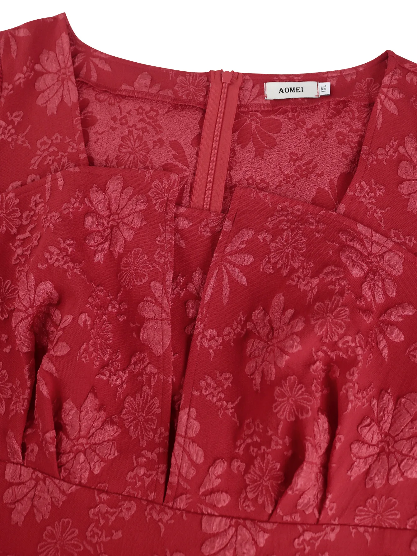 Abito da banchetto per feste alla moda da donna taglie forti 2025 Abito a trapezio con maniche a sbuffo e colletto quadrato dimagrante a vita alta
