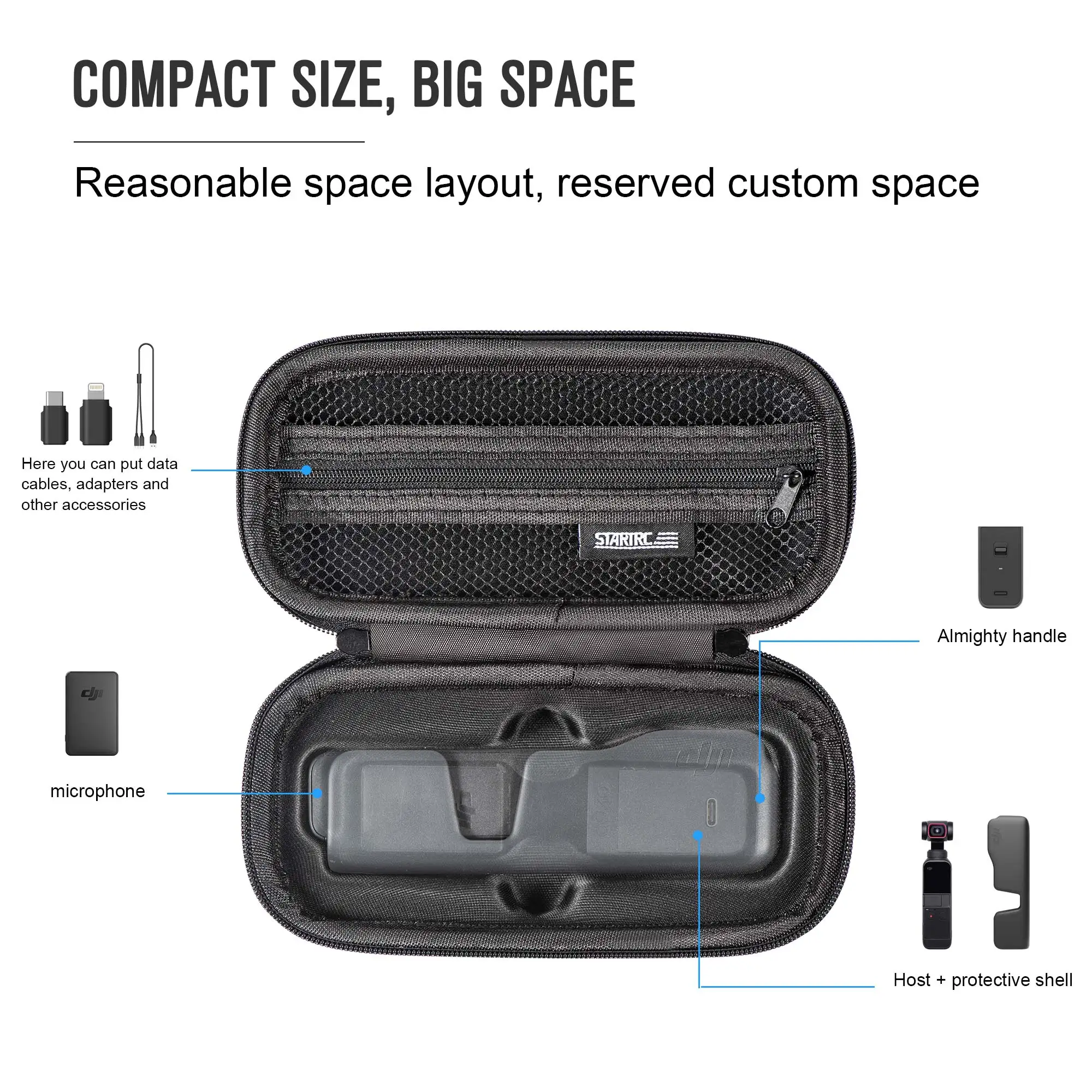 Estuche de transporte portátil, bolsa de almacenamiento, bolso protector impermeable, caja para DJI Pocket 2/bolsillo, caja de accesorios estabilizadores de mano