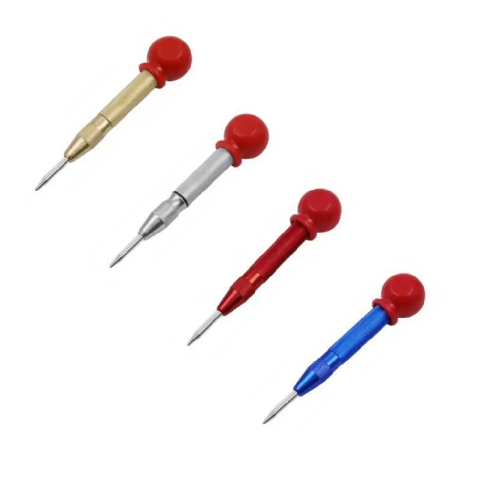 Automatic Center Punch Hole with Cap Adjustable Impact Spring Loaded Punch Wood Press Dent Marker Woodworking Tool Drill Bit