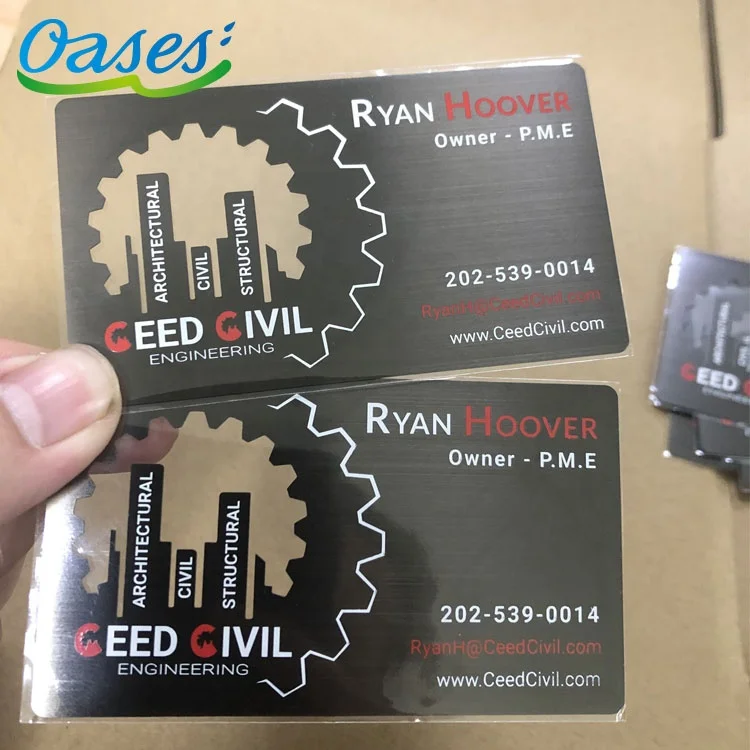 Customized query 2025 Factory Wholesale Gift Advertising Use Free Surface Etching Brush Gunmetal Business Cards for a Polished D