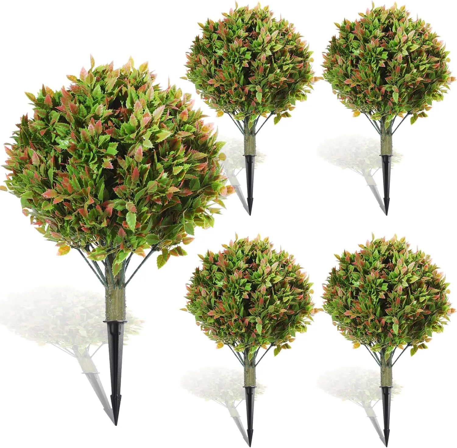

6 Set 20" Artificial Topiary Ball Trees Outdoor Fake Topiary with Ground Spike, UV Resistant Faux Shrubs Plants Greenery