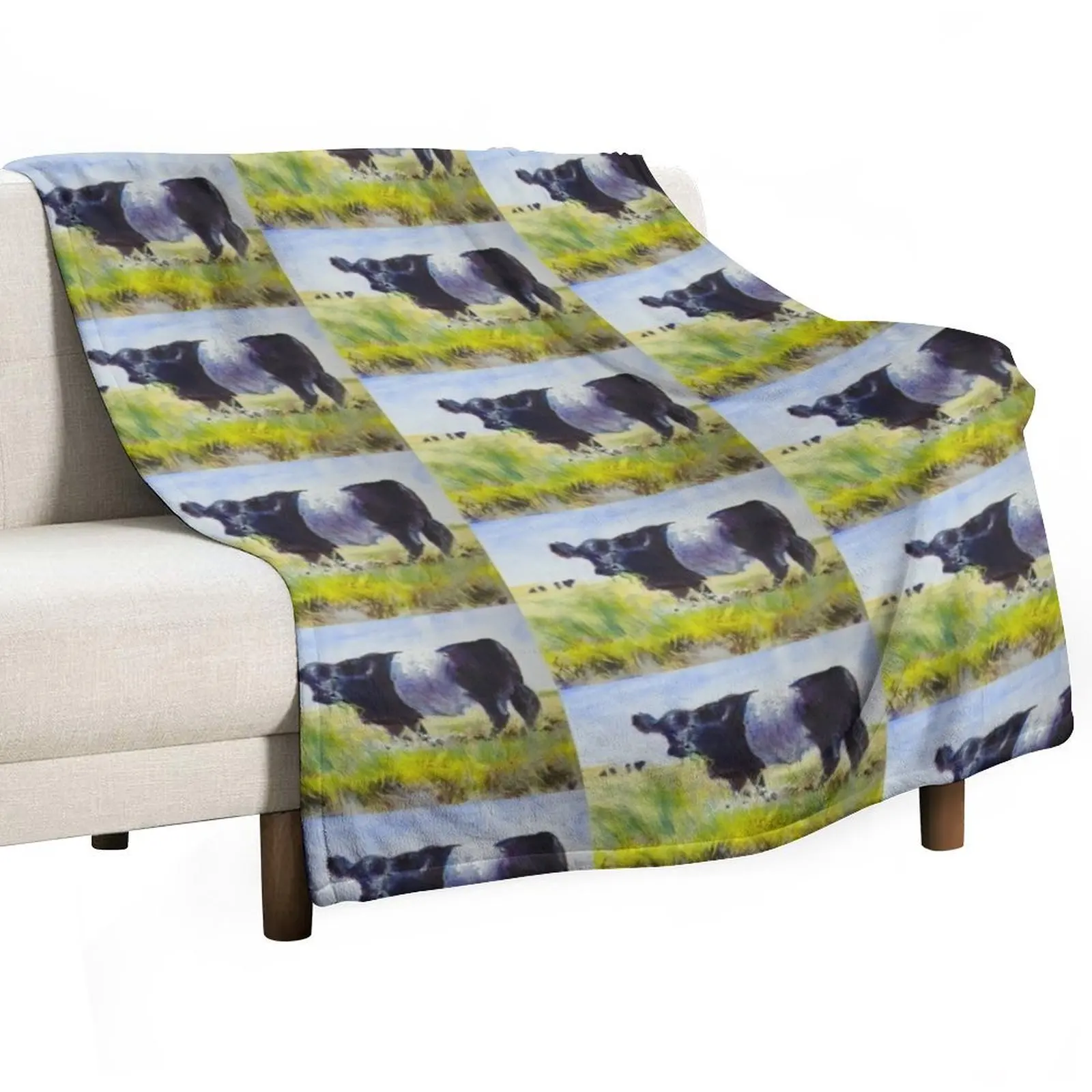 

Belted Galloway Cow Painting Throw Blanket Plaid on the sofa warm winter Blankets For Baby Loose Blankets