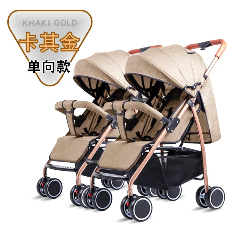 2024Twin stroller light and high landscape portable can sit, lie and split. Two baby strollers can be folded.