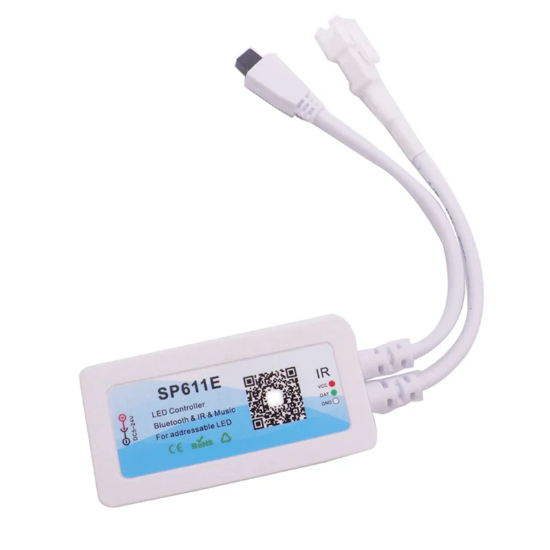 ABGR-4X RGB สมาร์ทเพลงบลูทูธ Smart Controller SP611E สําหรับ WS2812B SK6812 WS2811 แอดเดรส LED RGB เทป