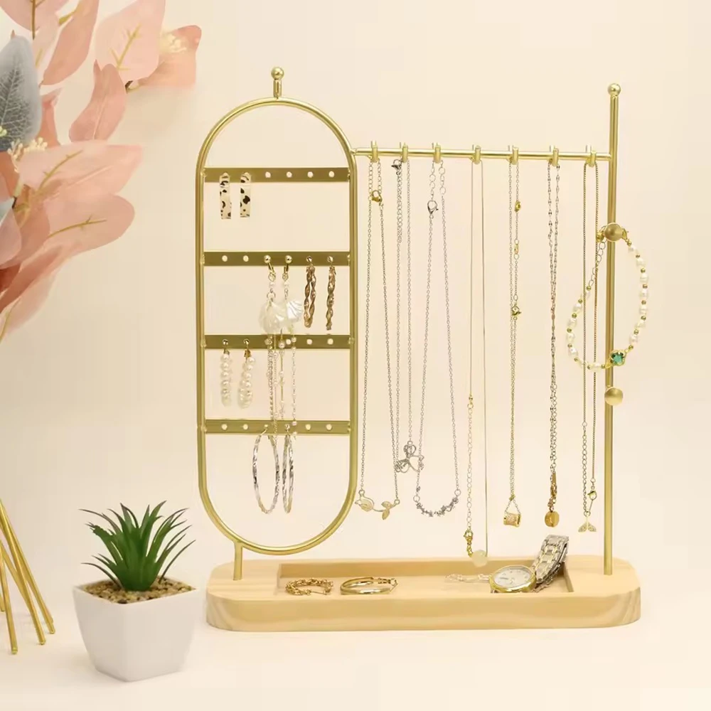 1 desktop solid wood base jewelry rack suitable for organizing and storing watches, earrings, bracelets, necklaces, etc - view 3