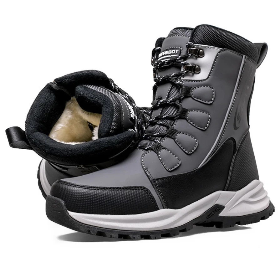 

2026 New arrival Winter Men Snow Boots Warm Plush Men's Boots Waterproof High-top Ankle Boots Non-slip Men's Hiking Sneakers