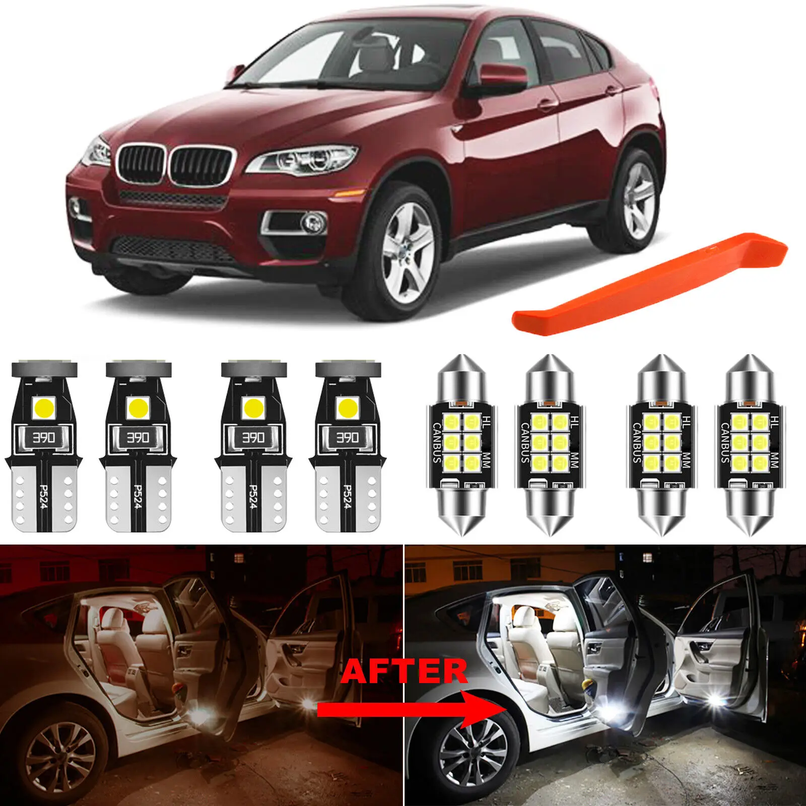 

Winetis 21Pcs Premium Xenon 6000K White LED Lights Interior Package Upgrade for BMW X6 2008-2016 + Free Tool