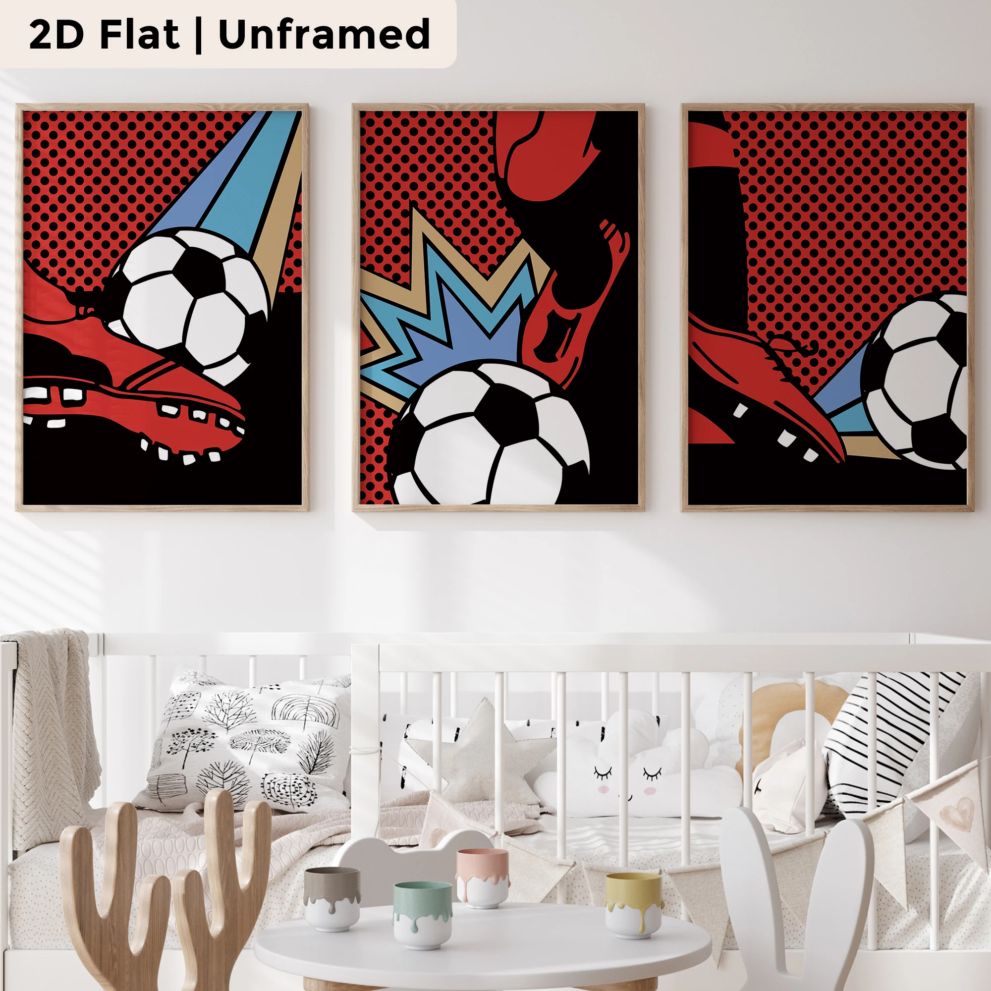 3pcs Modern,Cartoon Football Player Wall Art Print Canvas Painting Poster Picture For Living Room,Bedroom,Kids Room Home Decor