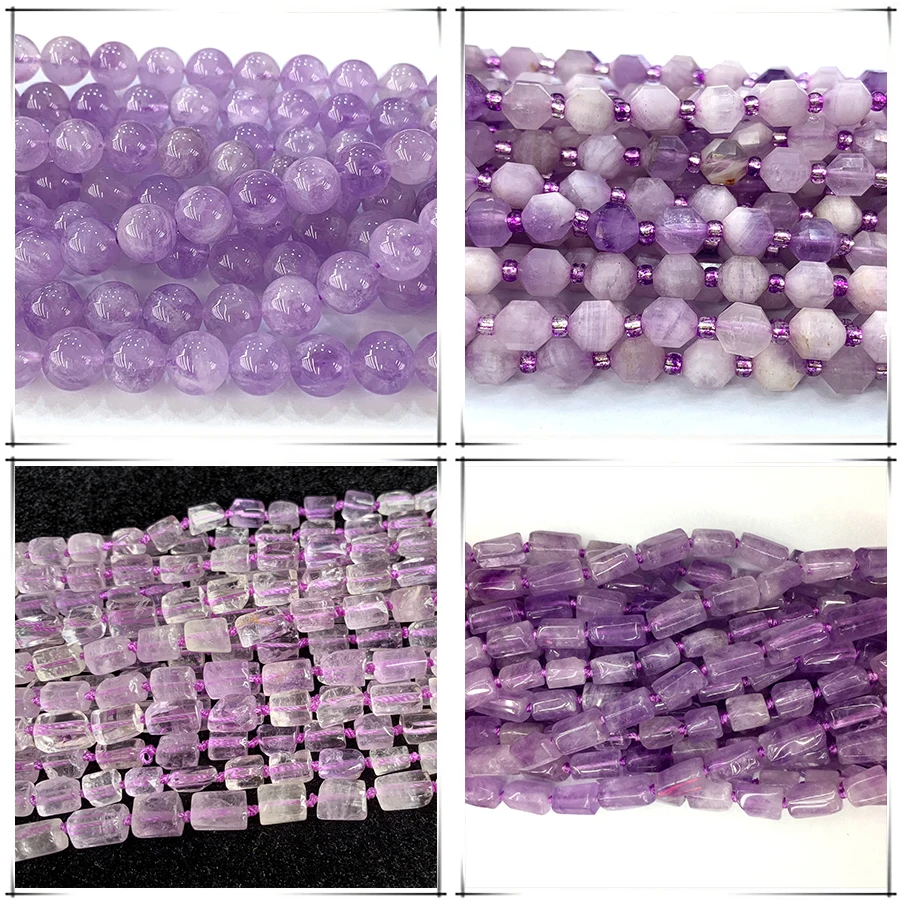 Natural Lavender Amethyst Ametrine Citrine Raw Mineral Faceted Round Rondelle Edge Cube Coin Disc Beads For Jewelry Making