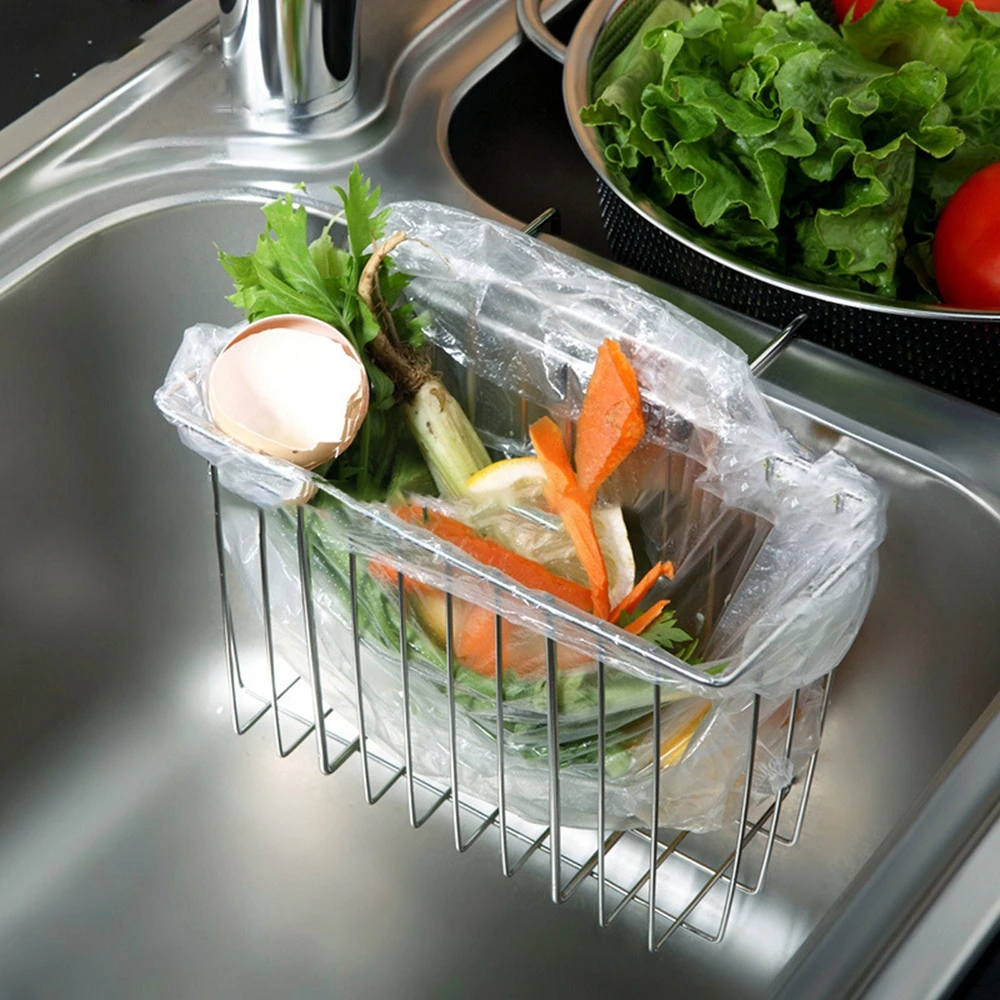 

Hanging Stainless Steel Sink Accessory Home Brush Storage Sink Basket Sponge Holder Drainer Rack Kitchen Supplies