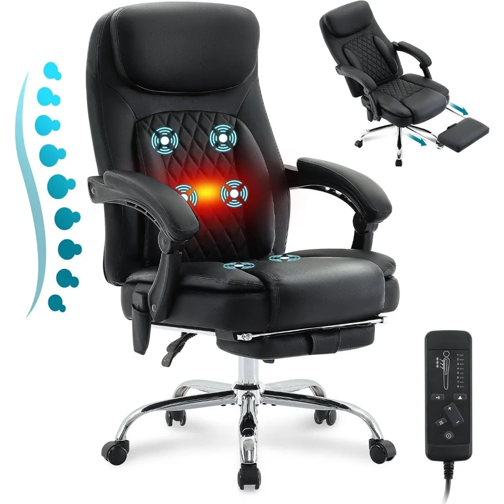 

6-Point Massage Office Chair with Heated, Ergonomic Office Chair with Footrest & 45°Reclining High Back,Executive Office Chair