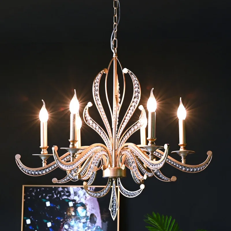 Retro restaurant lights, duplex floor light luxury lamps, bedroom crystal lights c