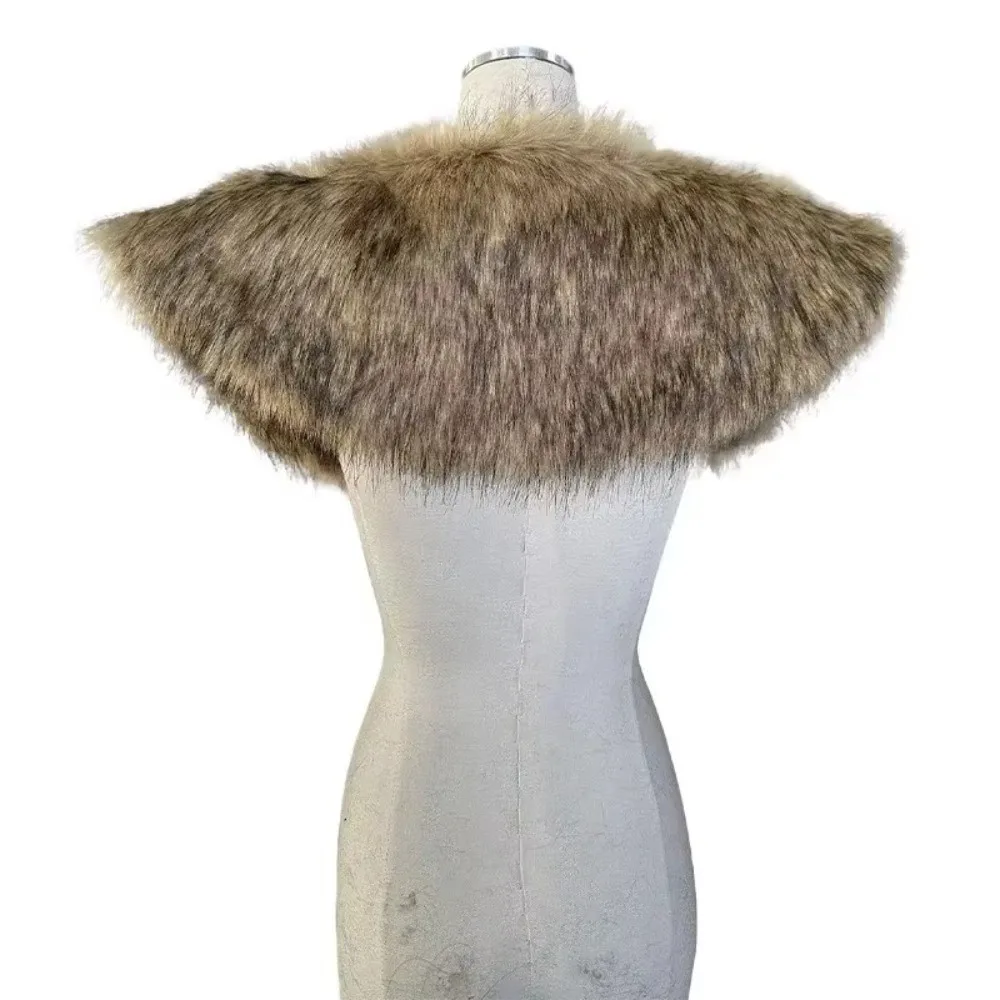 Unisex Shoulder Cloak Medieval Viking Cape Pirate Design Hunter Style Fur Shawl Cosplay Costume Knight Shoulder Cape