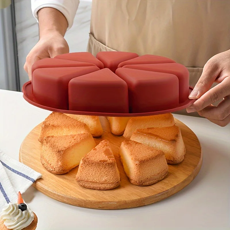 Juego de moldes para pasteles triangulares de silicona, 1 unidad, adecuado para bandejas antiadherentes de 8 cavidades para brownies, panqueques, magdalenas, Etc.