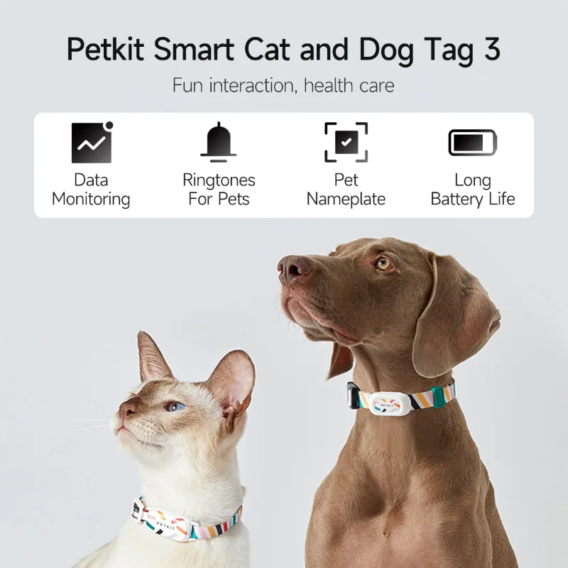 Petkit Smart Pet Collar Sleep/Rest Data Monitoring with Pet Ringtones Pet Nameplate for Small Medium Dogs Cats Work With App