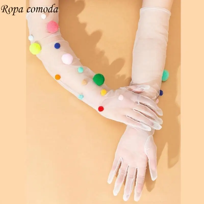 

MXMA Graceful Sophisticated Mittens Bridesmaids Long Meshes Glove Banquets Dress Glove for Holiday Accessories