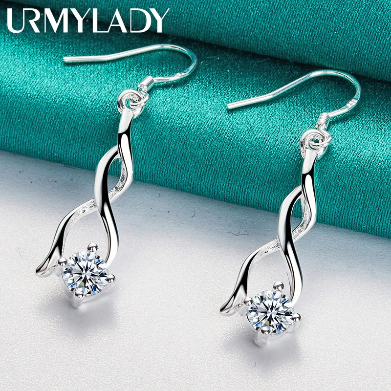 URMYLADY-Boucles d'oreilles géométriques en argent regardé 925 pour femmes, bijoux à breloques, fête de mariage, mode