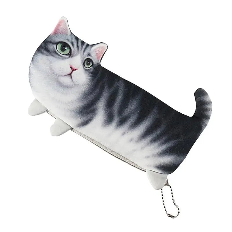 

Cat Pencil Case For Girls Simulation Cute Cat Stationery Bag Creative Junior School Students Students's Stationery Organizer Bag