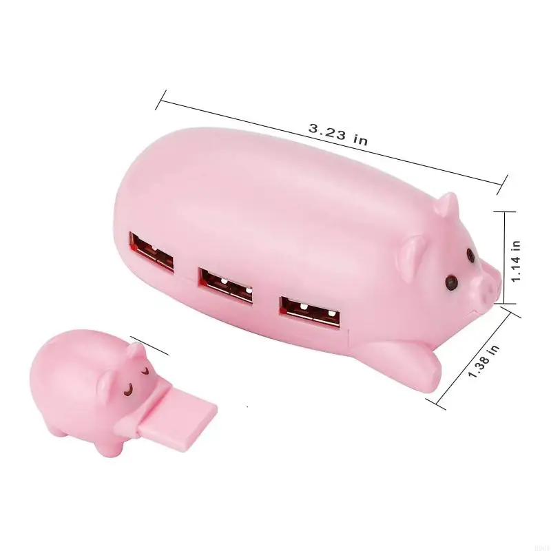 900F Pink Pig Laptop USB Hub 2.0 Keyboard Mouse Adapter Portable Extender Gadget