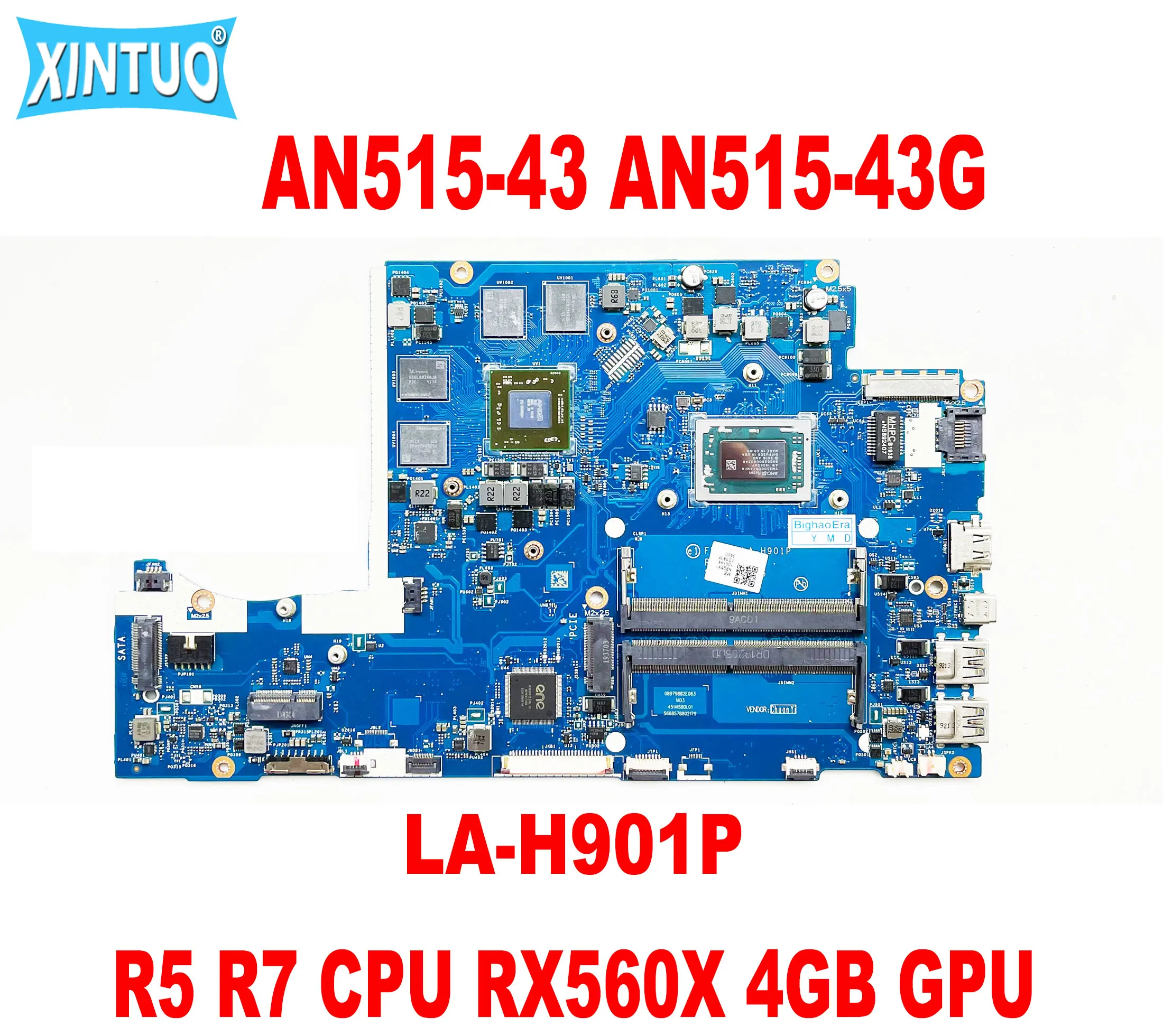 

FH50P LA-H901P mainboard for Acer AN515-43G laptop motherboard with R5 R7 CPU RX560X 4GB GPU NB.Q5X11.002 NBQ5X11001 tested