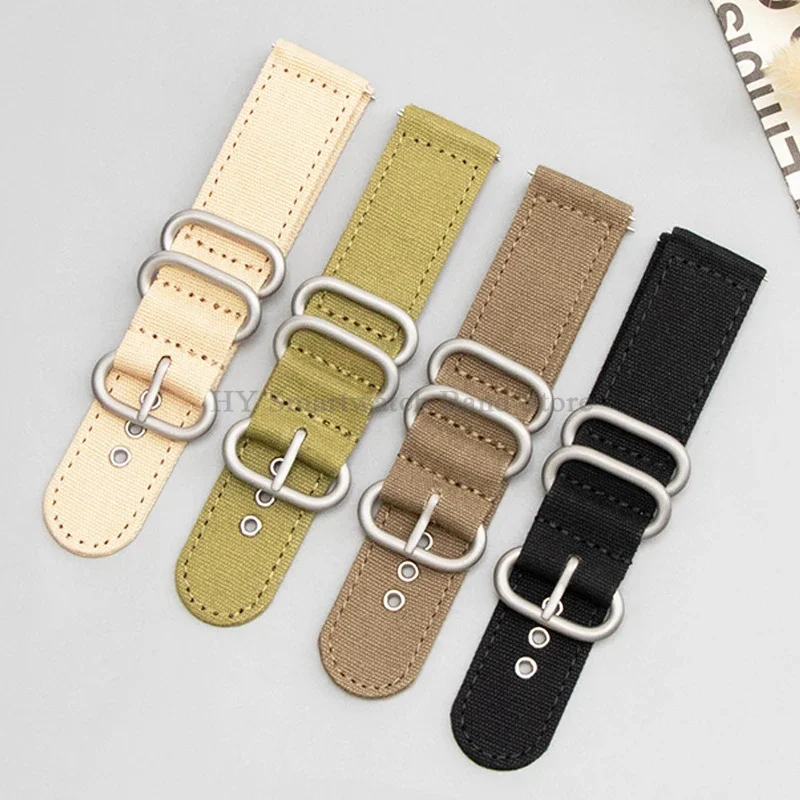 18 20 22 24mm Nylon Canvas Watch Strap for Samsung Galaxy Watch 4 5 6 Sport Quick Release Bracelet for Huawei GT2/3 Wrist Band